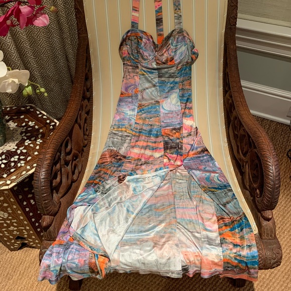 HOST PIC FREE PEOPLE JADE VIBRANT MULTICOLORED MIDI DRESS SIZE S - Picture 8 of 11